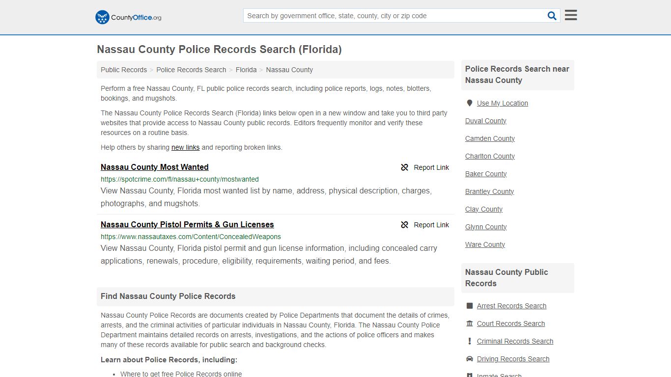 Police Records Search - Nassau County, FL (Accidents & Arrest Records)